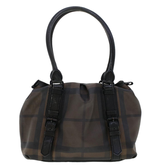 BURBERRY Nova Check Shoulder Bag PVC Leather Brown Auth yk7846B - Picture 2 of 15